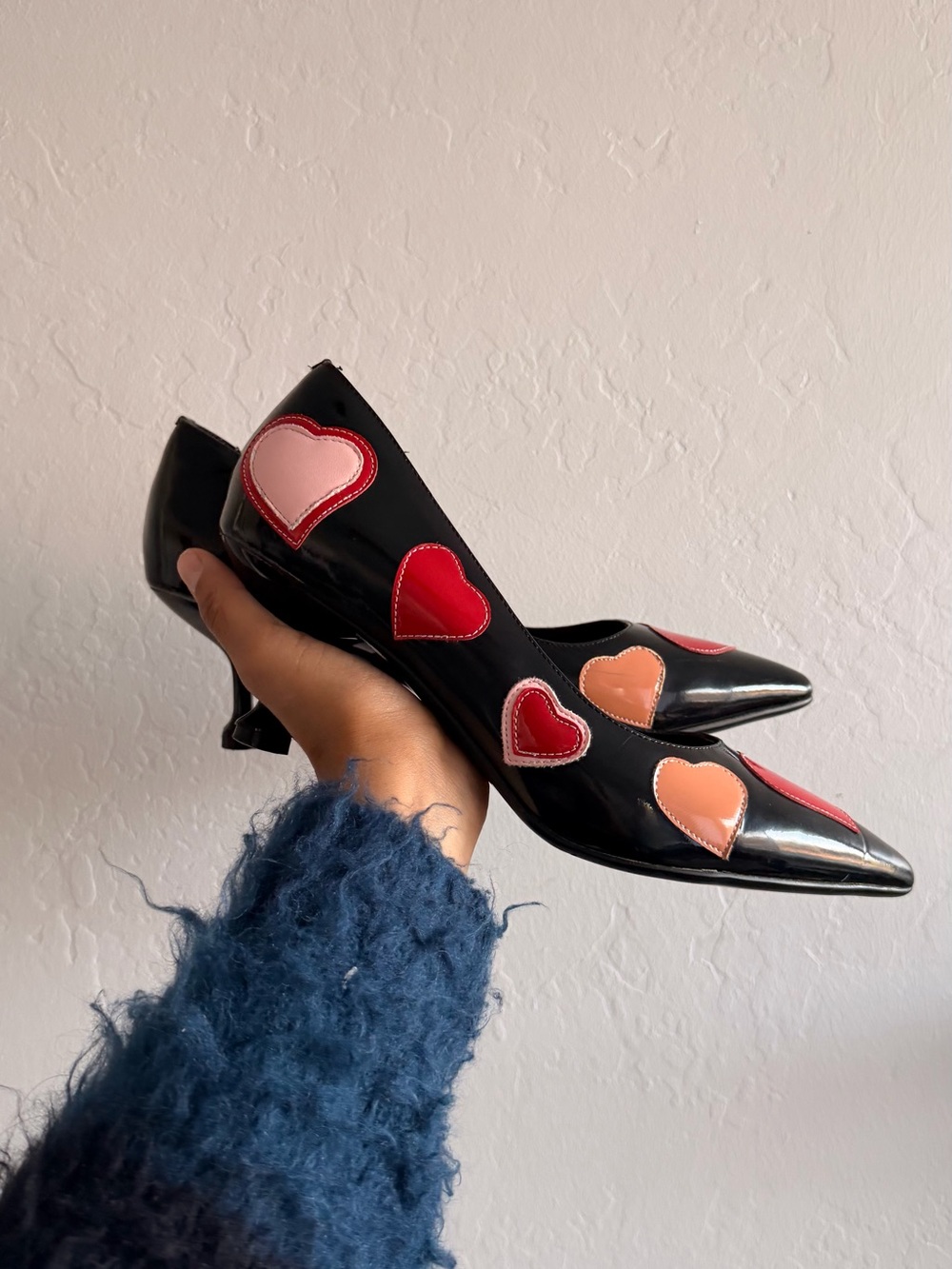 Vintage 90s Patent Leather Red Heart Heels - Picture 3 of 9